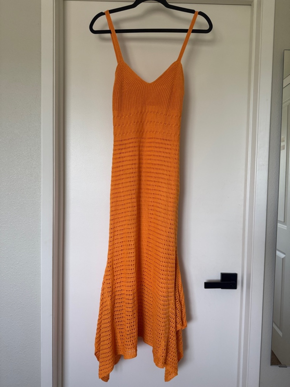 Pink Diamond Orange Crochet Slip Maxi Dress (XS)